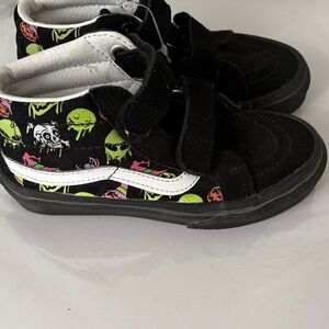 Vans Kids Black and White Sneakers with Neon Accents never worn